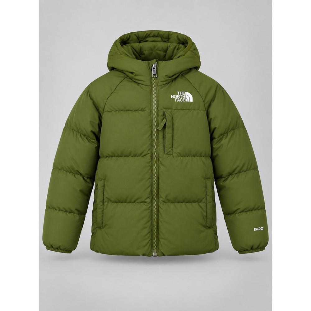 The North Face Puffer Jacket Boys S 7/8 Olive Green 600 Down Hooded Winter Warm